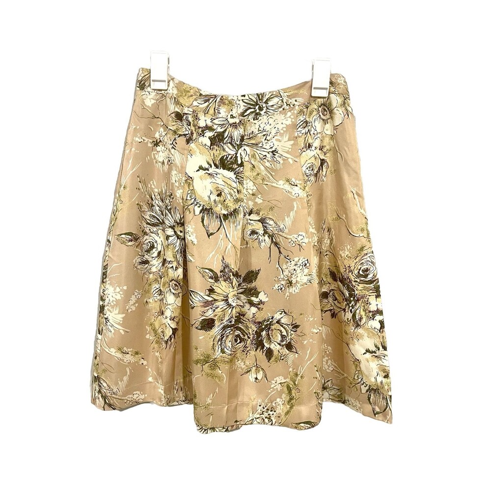 Merona 100% silk skirt pleated Y2K floral summer casual timeless festive Women 4